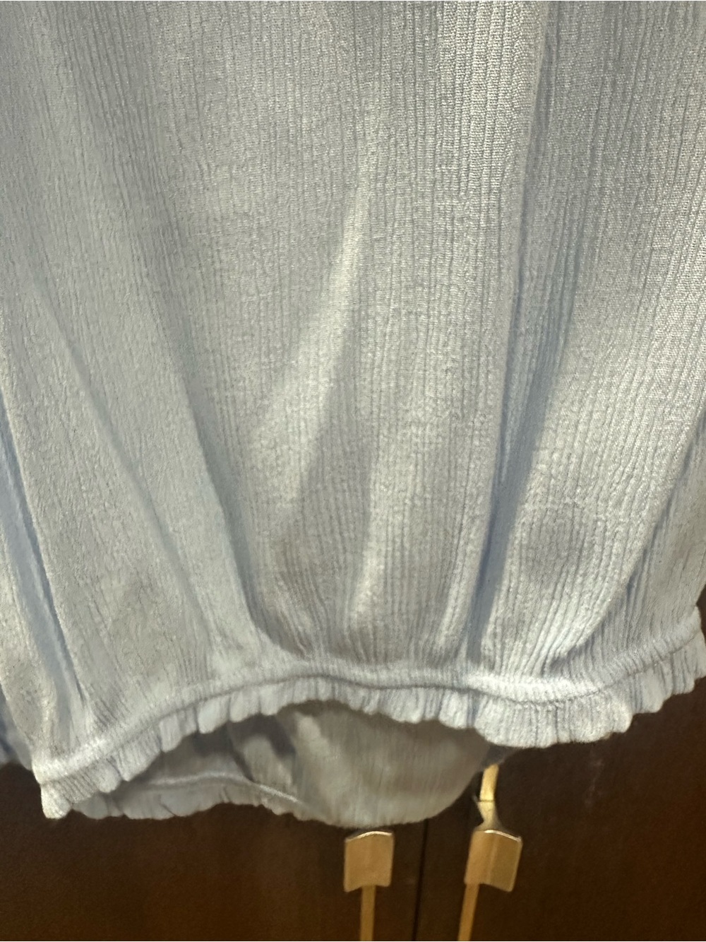 Light Blue Ruffled Off-Shoulder Blouse - Picture 5 of 5